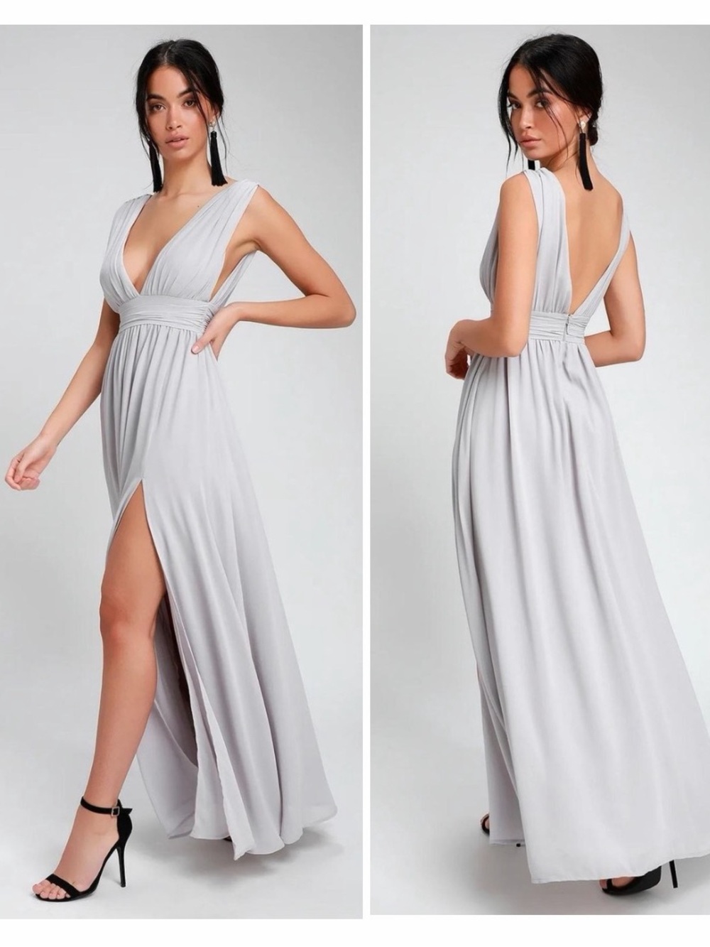 Lulus Heavenly Hues Maxi Dress Light Grey